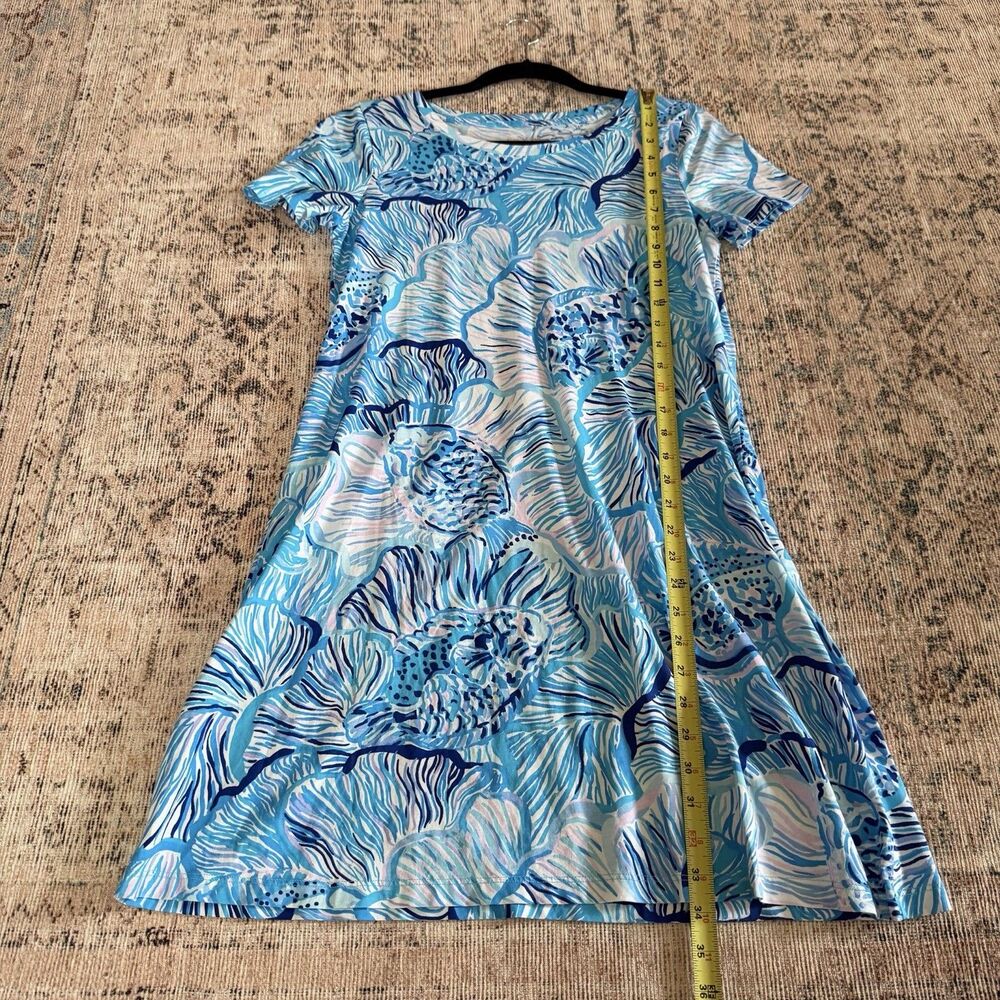 Lilly Pulitzer Cody Short Sleeve Swing Dress Blue Fishful Thinking Small Cotton - Picture 7 of 11